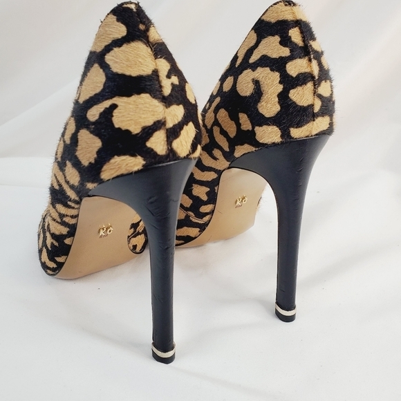 Kenneth Cole Pump, Real Calf Fur, Natural & Black Color Giraffe Print, Size 8 - Picture 7 of 10